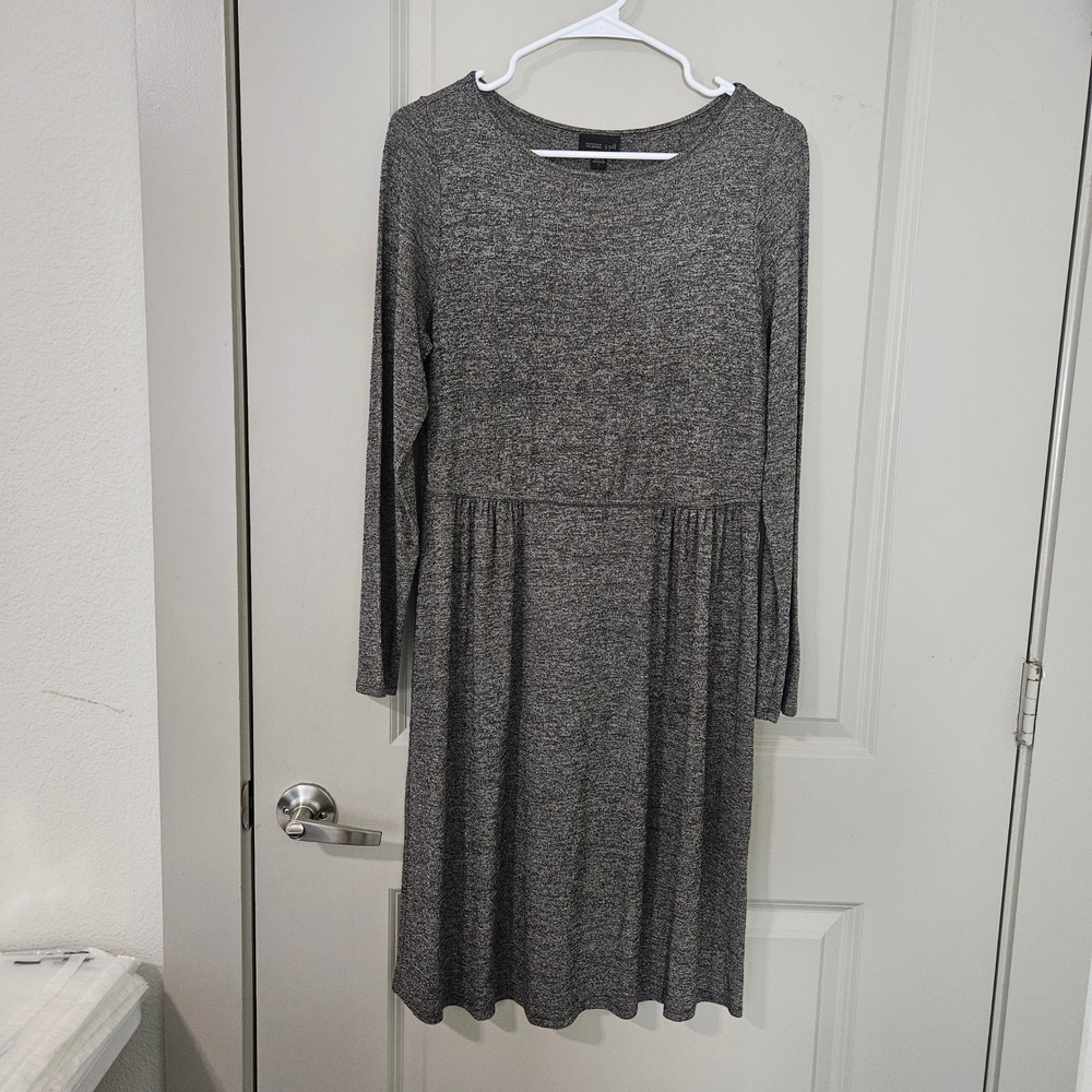 J. Jill Wearever Grey Space Dye Empire Waist Long Sleeve Dress Womens Small S